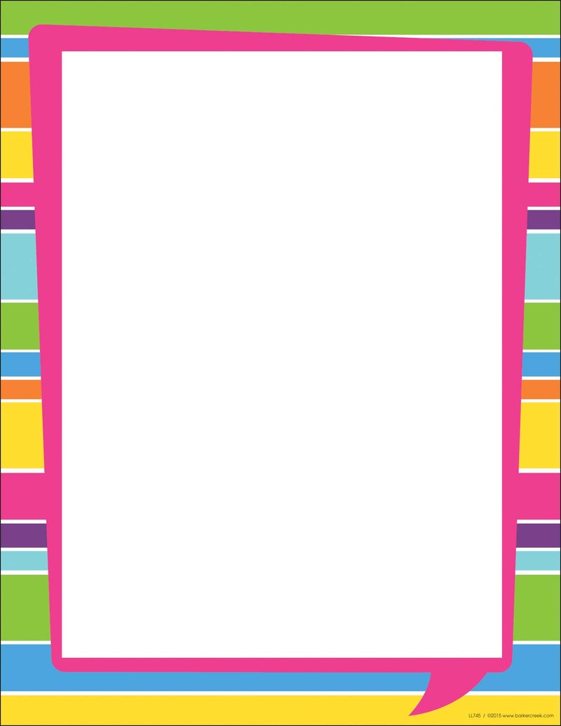 Barker Creek Happy Bright Stripes Computer Paper, 8-1/2 x 11 Inches, 50 Sheets - Image 1